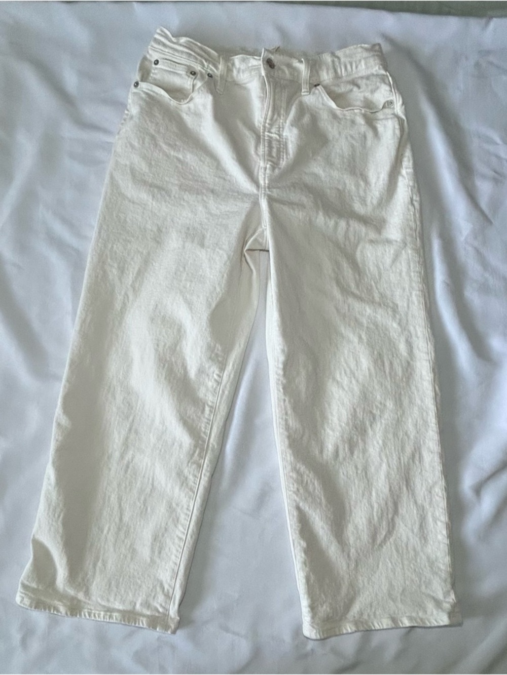 Madewell Cream Vintage Style Wide Leg Crop Jeans Sz 31 waist